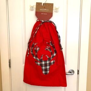 Large Festive Reindeer Red Cotton Gift Bag